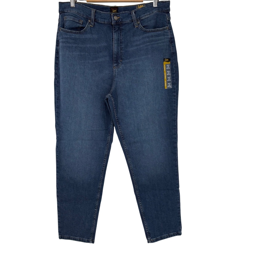 Lee Standout High Rise‎ Mom Jeans Womens Size 18 Medium Wash Blue Classic